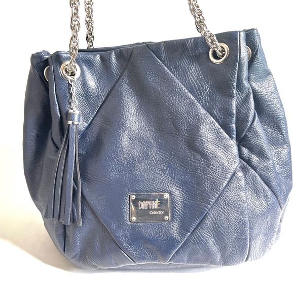 🎄. Daphne Collection Leather Handbag Blue - Picture 3 of 10